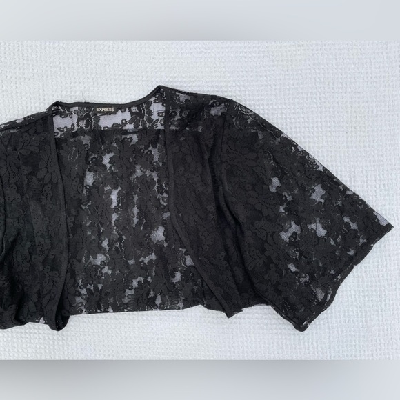 Express Black Lace Kimono Cardigan Sz Small - Picture 3 of 5